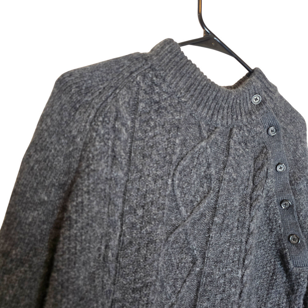 Equipment Femme Tayden Wool Blend Cable Knit Sweater Charcoal Grey Size L - Picture 3 of 8